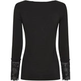 Marta du Chateau dame bluse 11297 i black – basisbluse med blondeærmer