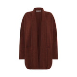 Mansted MITTY cardigan i Spice – lang åben lammeulds-cardigan med lommer (23214)