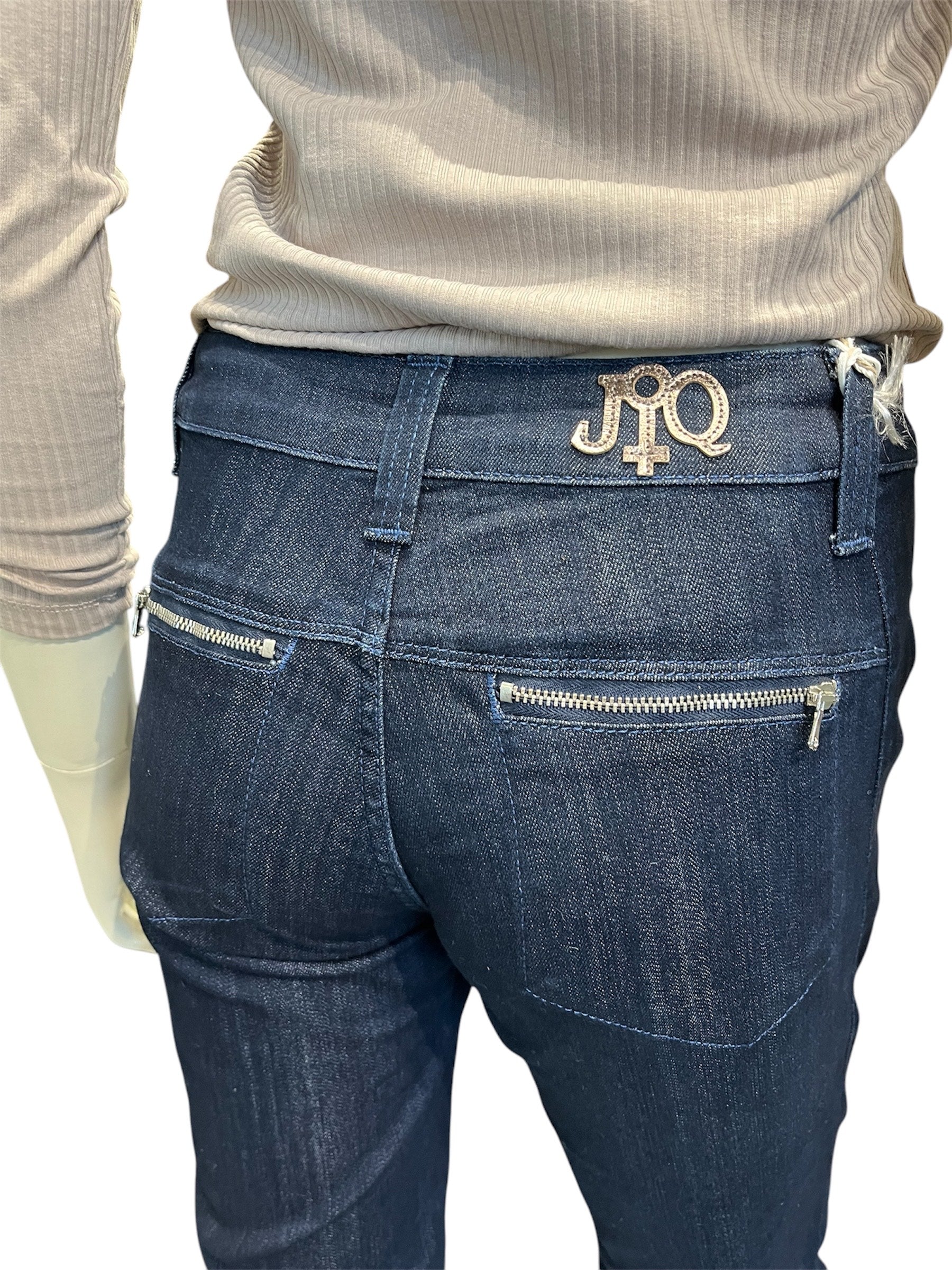 Jonny Q Jeans - Super Stretch Ring - Mørke Jeans med lynlåsdetaljer