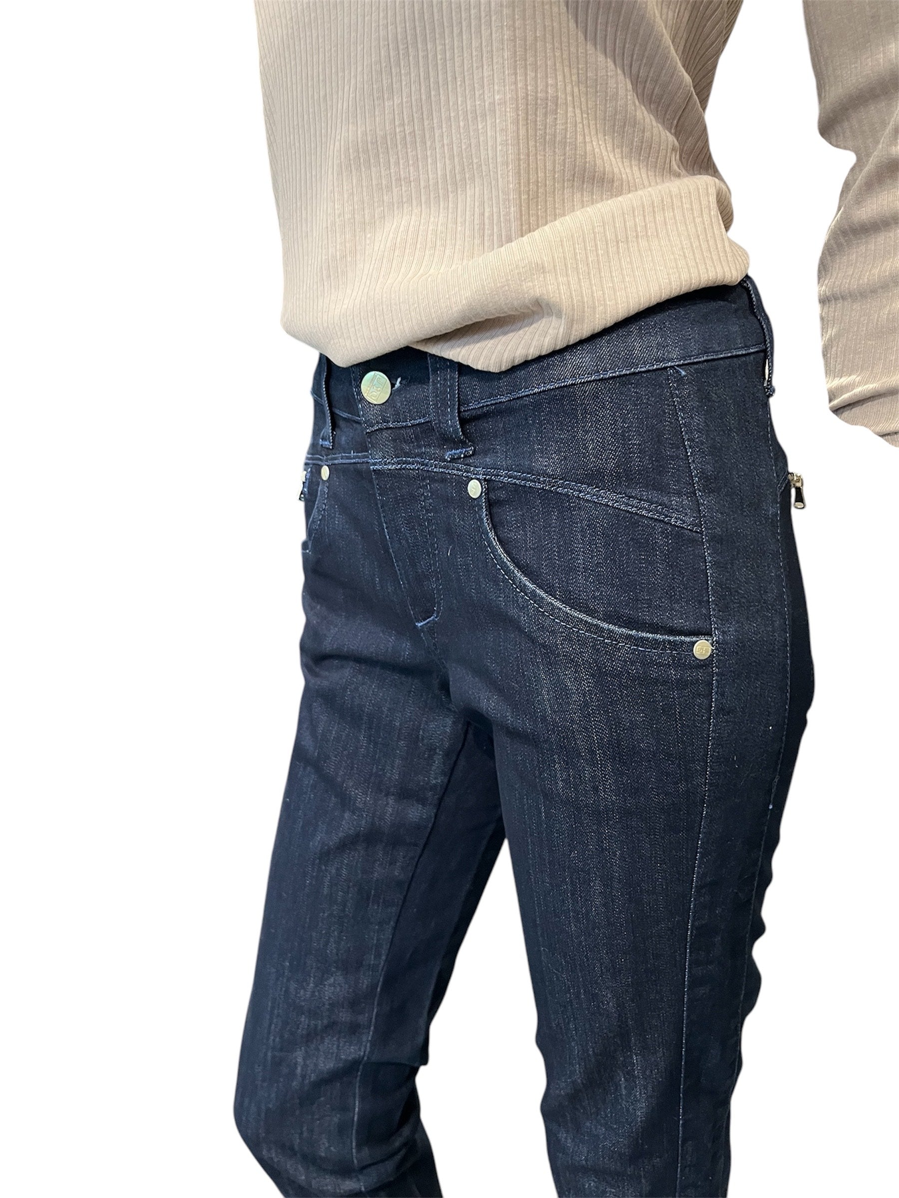 Jonny Q Jeans - Super Stretch Ring - Mørke Jeans med lynlåsdetaljer
