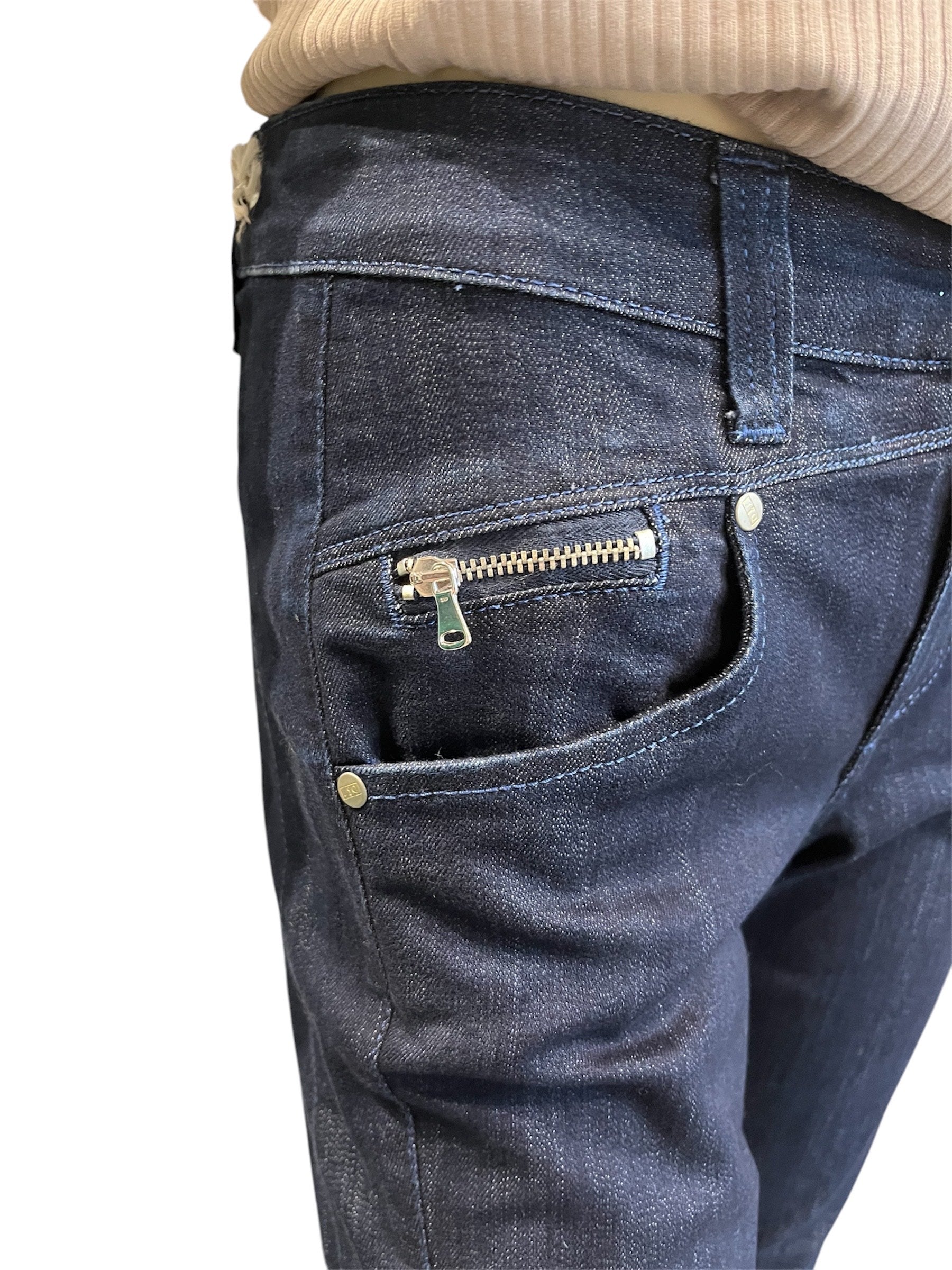 Jonny Q Jeans - Super Stretch Ring - Mørke Jeans med lynlåsdetaljer