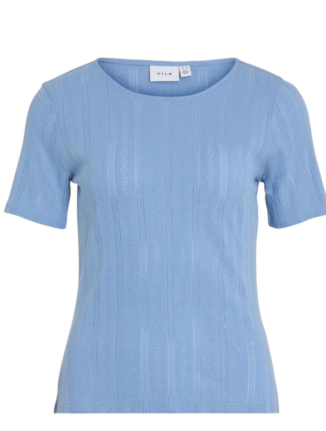 Basis T-shirt med feminint pointelle-mønster – bæredygtig bomuld fra VILA