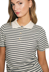 Noella - Leyna polo top - sugar grey stripe