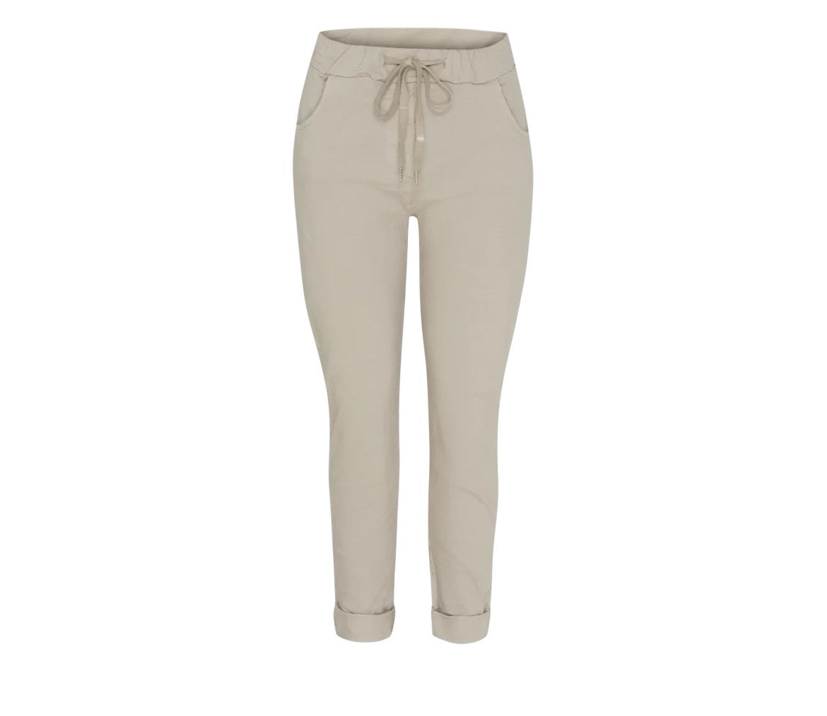 MdcKalie Pants fra Marta du Chateau – damebukser med elastik og lommer - beige