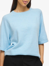 VILIGA 2/4 O-Neck Knit Top fra VILA i farven Nantucket Breeze Melange set forfra