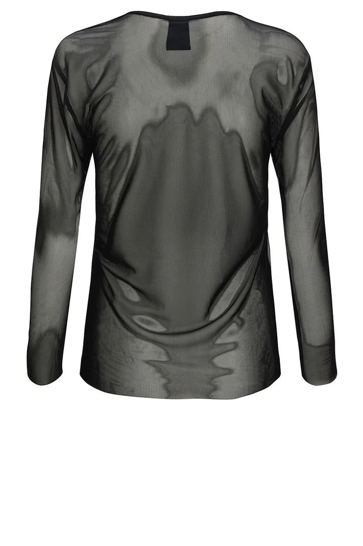 LUXZUZ One Two Sigborg Mesh T-Shirt i sort – transparent mesh med lange ærmer