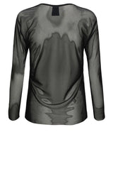 LUXZUZ One Two Sigborg Mesh T-Shirt i sort – transparent mesh med lange ærmer
