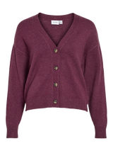 VILA Viril v-neck cardigan i fig dark melange set forfra