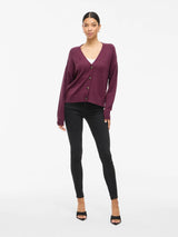 VILA Viril v-neck cardigan i fig dark melange set forfra