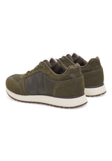 WODEN Ronja Icon WL712 i Dark Olive – sporty sneaker i ruskind og genanvendt mesh med W-logo