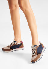 WODEN Ronja WL740 i Caramel Multi – sporty sneaker i LWG-læder og genanvendt tekstil