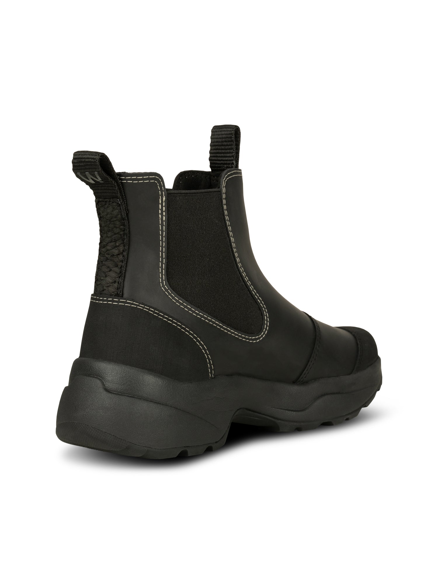 WODEN Siri Waterproof WL957 i Black/Black – vandtæt gummistøvle med tracksål og Natural Soft