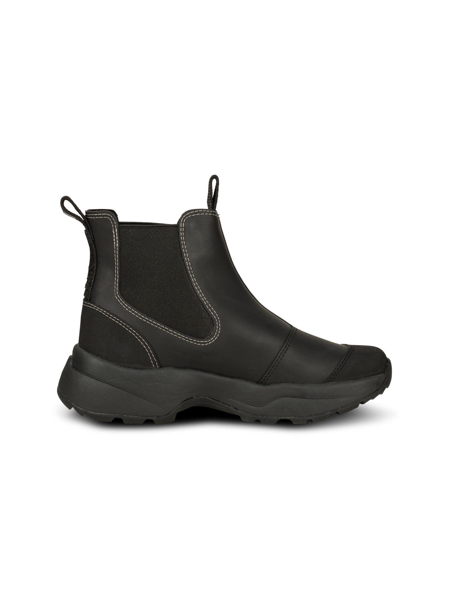 WODEN Siri Waterproof WL957 i Black/Black – vandtæt gummistøvle med tracksål og Natural Soft