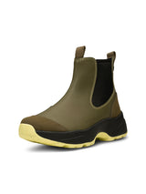 WODEN Siri Waterproof WL957 i Dark Olive/Pale Lime – vandtæt gummistøvle med tracksål og Natural Soft