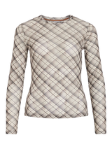 VILA VIVOLETTIS mesh top med rund hals og lange ærmer i Birch CHI