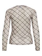 VILA VIVOLETTIS mesh top med rund hals og lange ærmer i Birch CHI