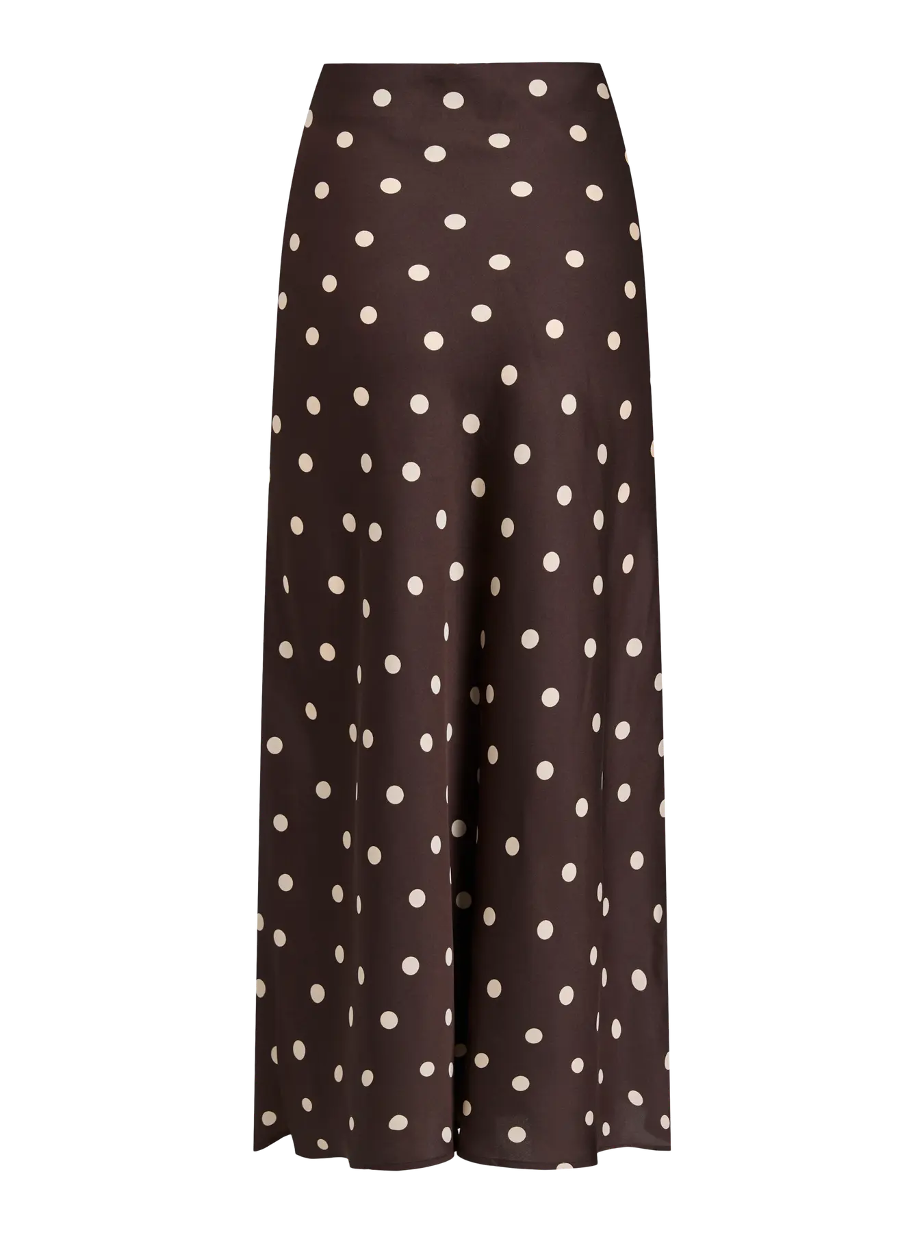 VILA VIELLETTE HW midi skirt i coffee bean sandshell dots – satin nederdel