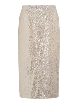 VILA VIHIRID HW Sequins Skirt 14112238 – Birch Silver (høj talje, knælængde, palietter)