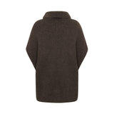 Oversize vest i 100% yak uld, brun (28 Brown), med chunky ribkrave og sideslidser