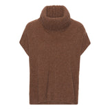 Oversize vest i 100% yak uld, brun (28 Brown), med chunky ribkrave og sideslidser