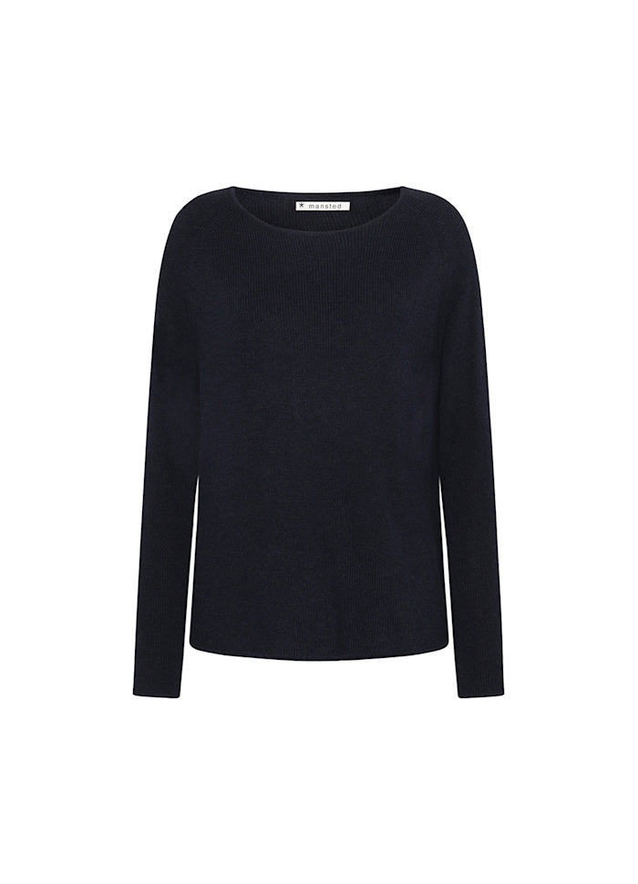 Mansted NECTARINE strik i 63 Navy – front, halvpatent