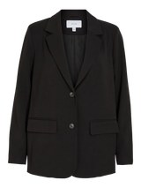 VILA VIVARONE Loose Blazer 14096218 i sort – loose fit, twill, knaplukning og forlommer