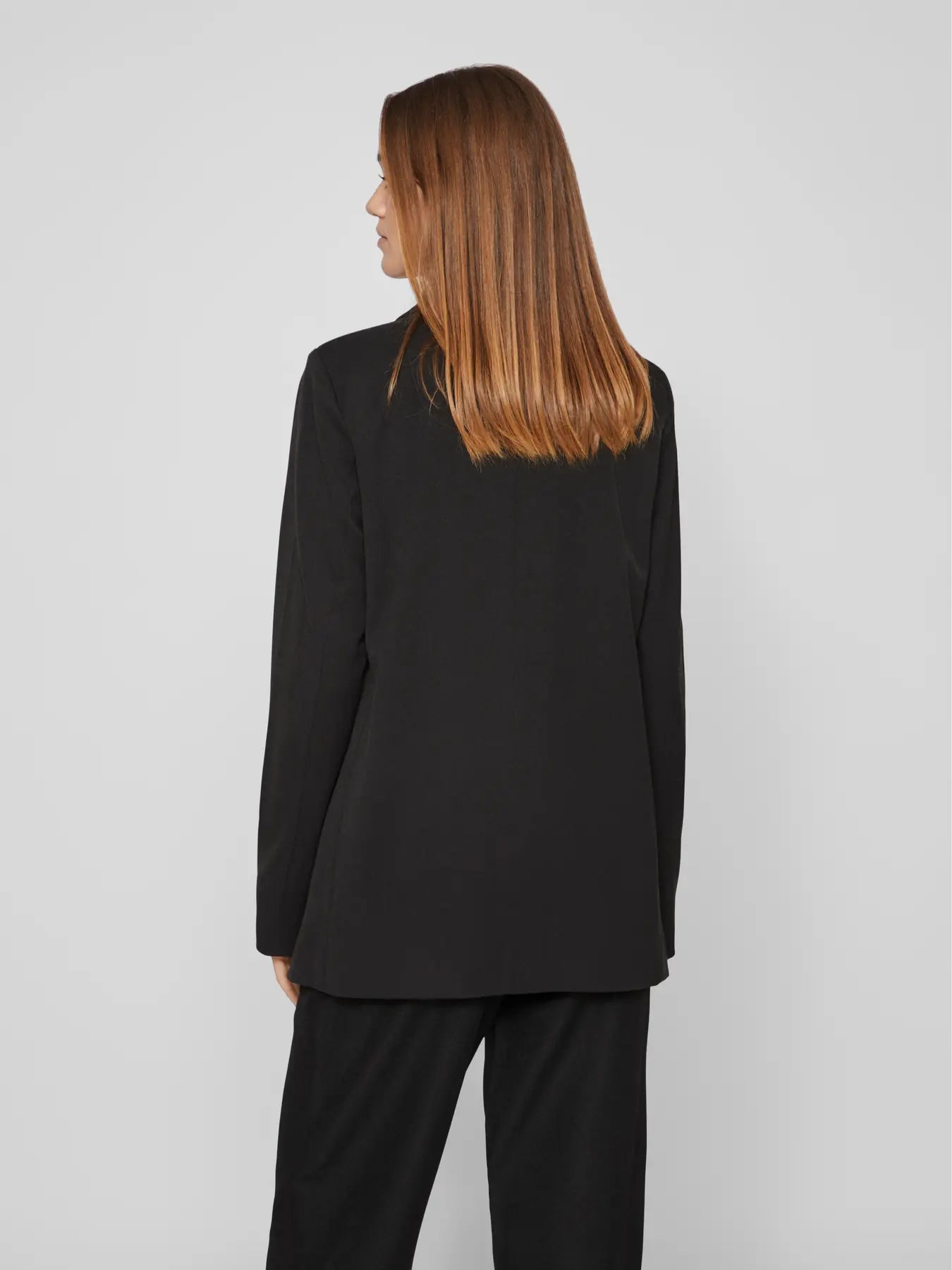 VILA VIVARONE Loose Blazer 14096218 i sort – loose fit, twill, knaplukning og forlommer