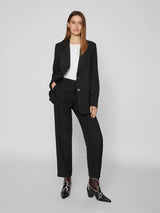 VILA VIVARONE Loose Blazer 14096218 i sort – loose fit, twill, knaplukning og forlommer