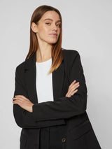 VILA VIVARONE Loose Blazer 14096218 i sort – loose fit, twill, knaplukning og forlommer