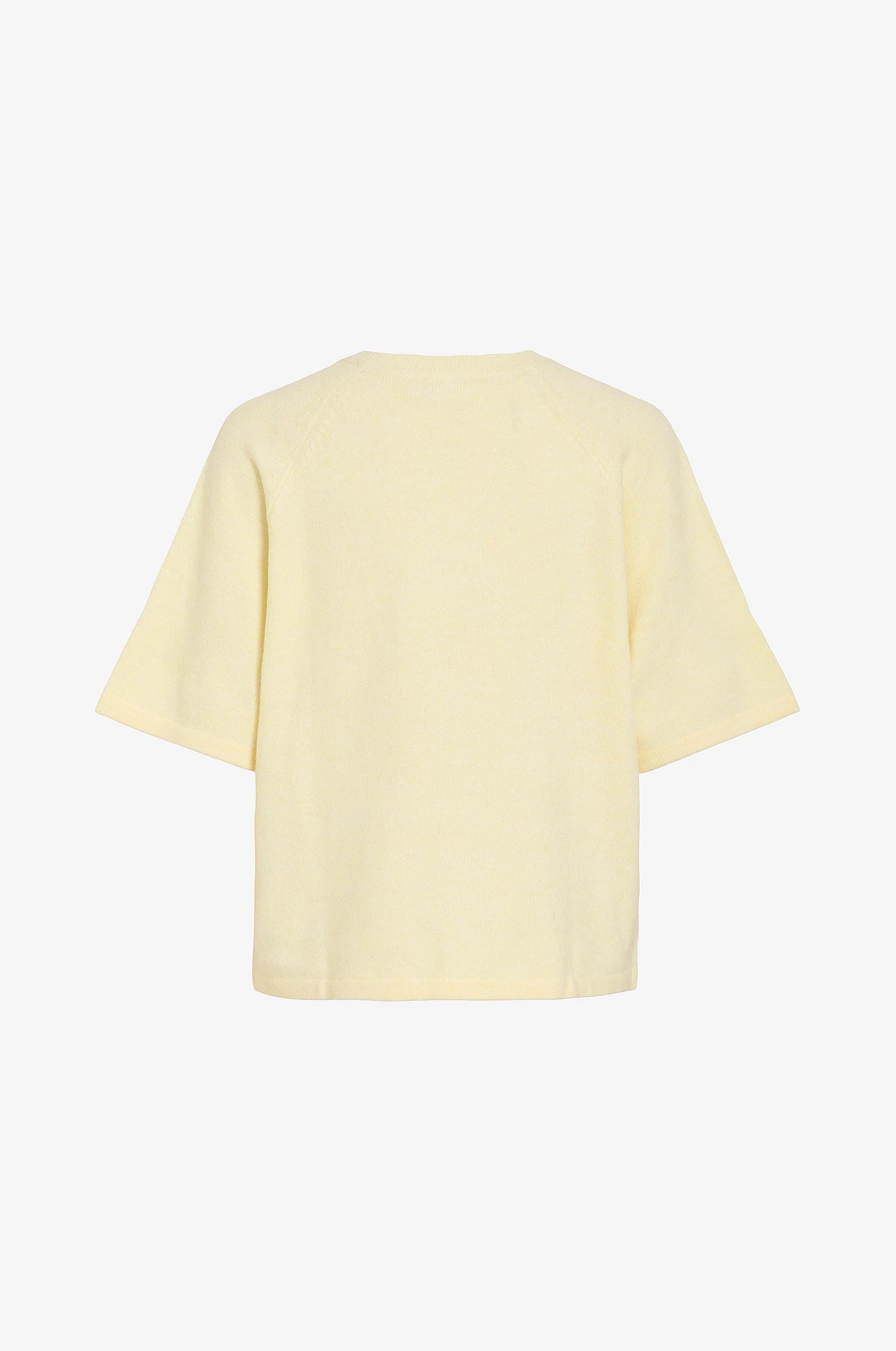 VILA VILIGA strikbluse pastel yellow med rund hals