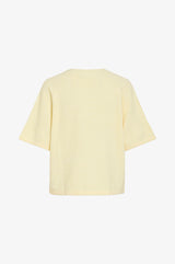 VILA VILIGA strikbluse pastel yellow med rund hals
