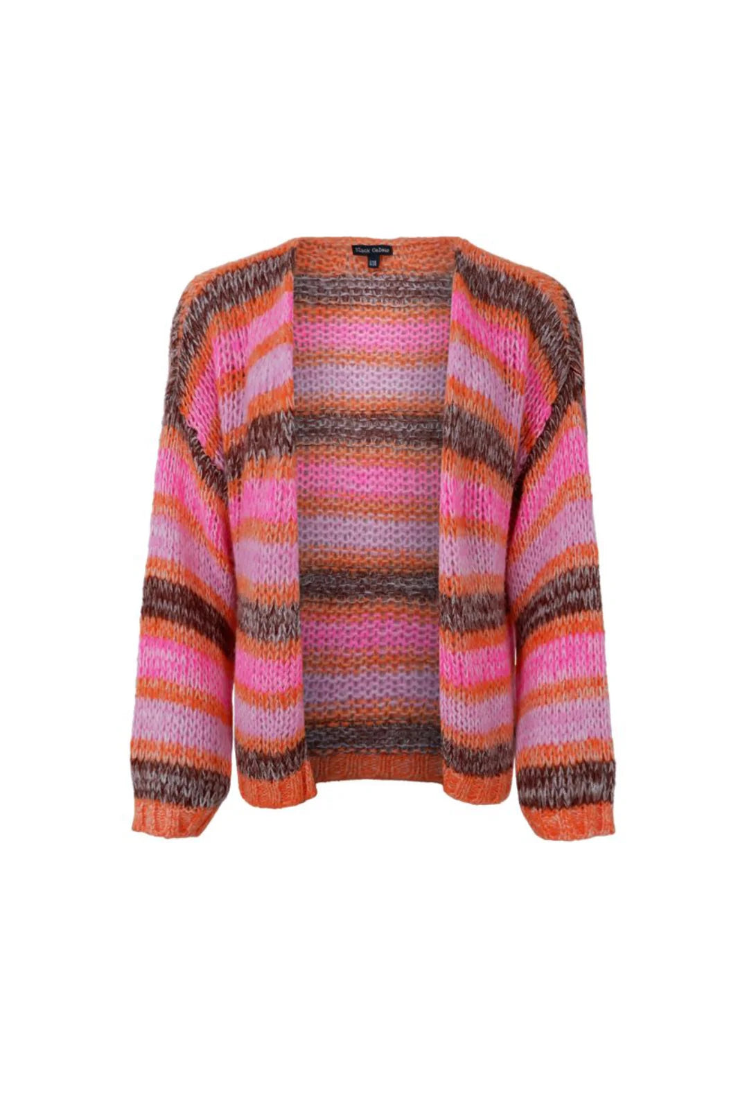 Therese Striped Cardigan 1248 i Multi Orange fra Black Colour