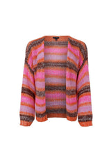 Therese Striped Cardigan 1248 i Multi Orange fra Black Colour