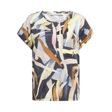 Mansted Priya bluse i cold grey med abstrakt farverigt print