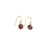 Zefina Purple Cat Eye 14k forgyldte øreringe med lilla Cat Eye-krystal, 2,5×1 cm