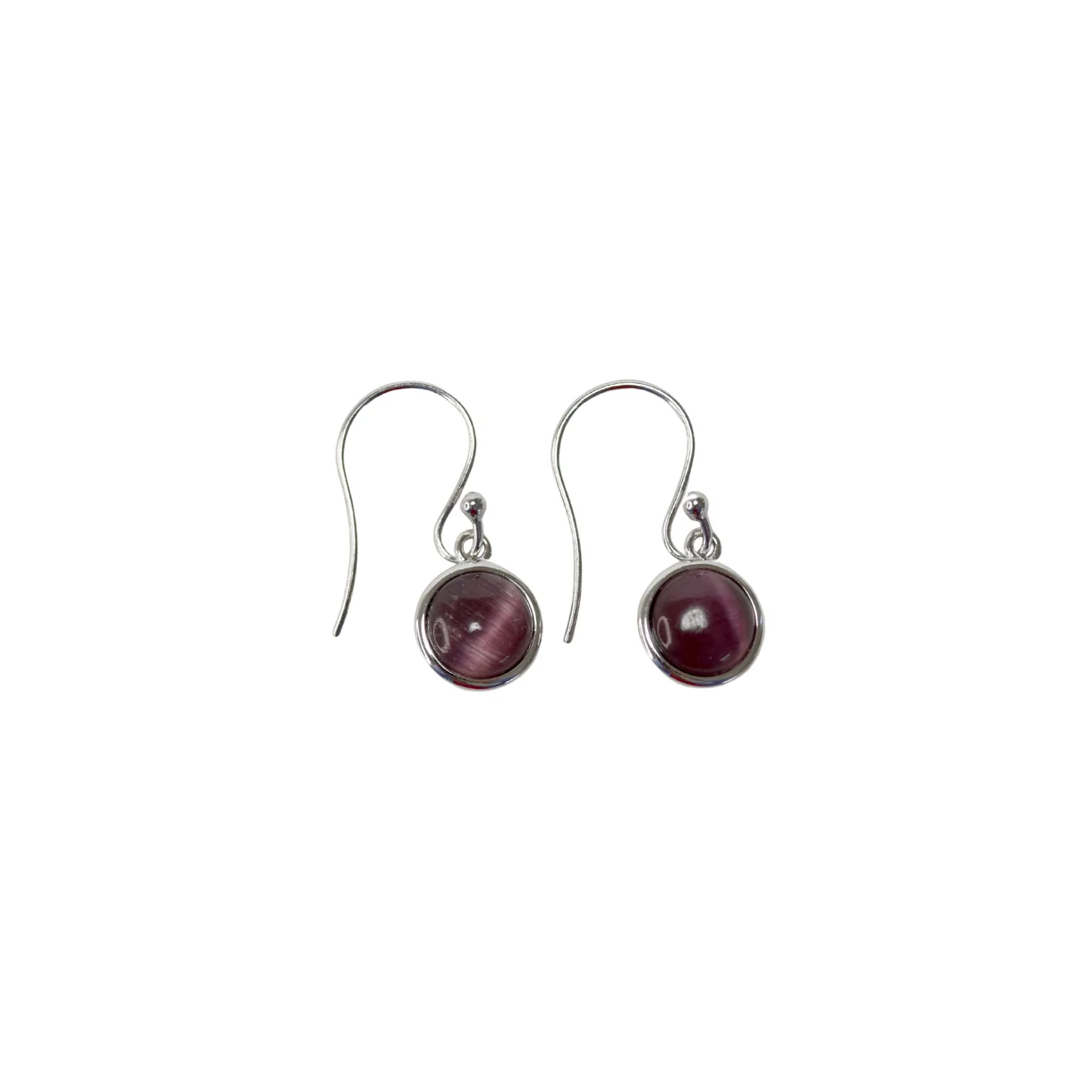 Zefina Purple Cat Eye rhodinerede øreringe med lilla Cat Eye-krystal, 2,5 × 1 cm