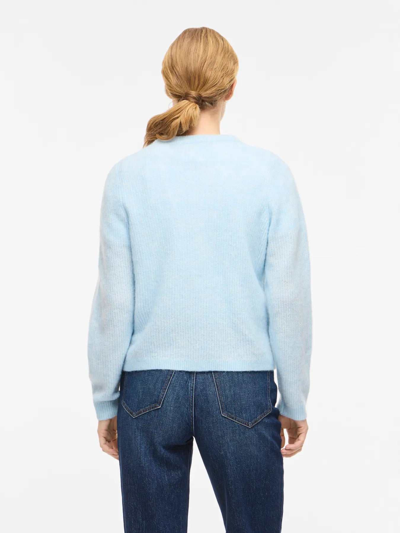 VILA blå meleret strik cardigan Nantucket Breeze Melange med knapper
