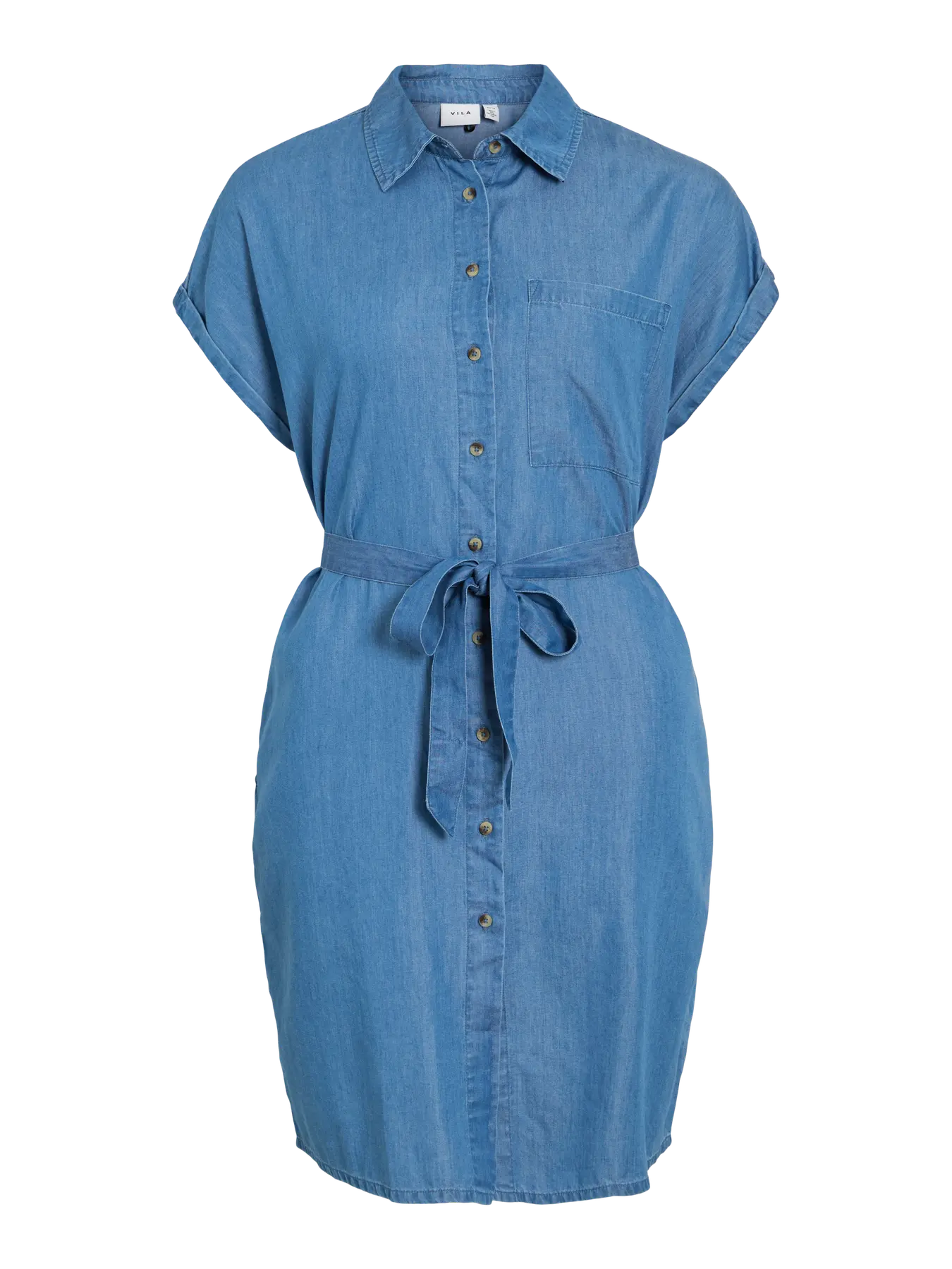 VILA VINORI skjortekjole medium blue denim