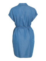 VILA VINORI skjortekjole medium blue denim