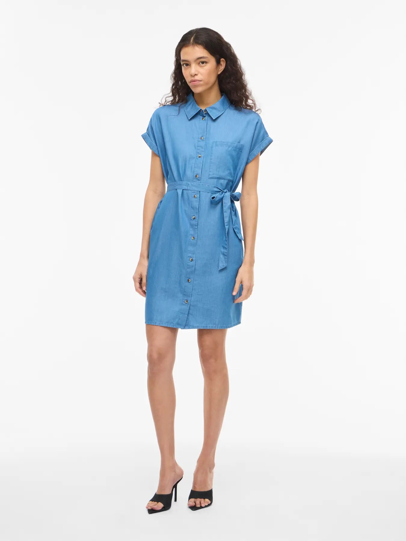 VILA VINORI skjortekjole medium blue denim
