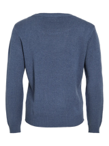 VIRIL rundhalset strik – ryg og pasform i Vintage Indigo
