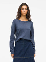 VILA VIRIL O-Neck L/S Knit Top 14054177 i Vintage Indigo – front