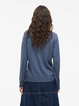 VIRIL rundhalset strik – ryg og pasform i Vintage Indigo