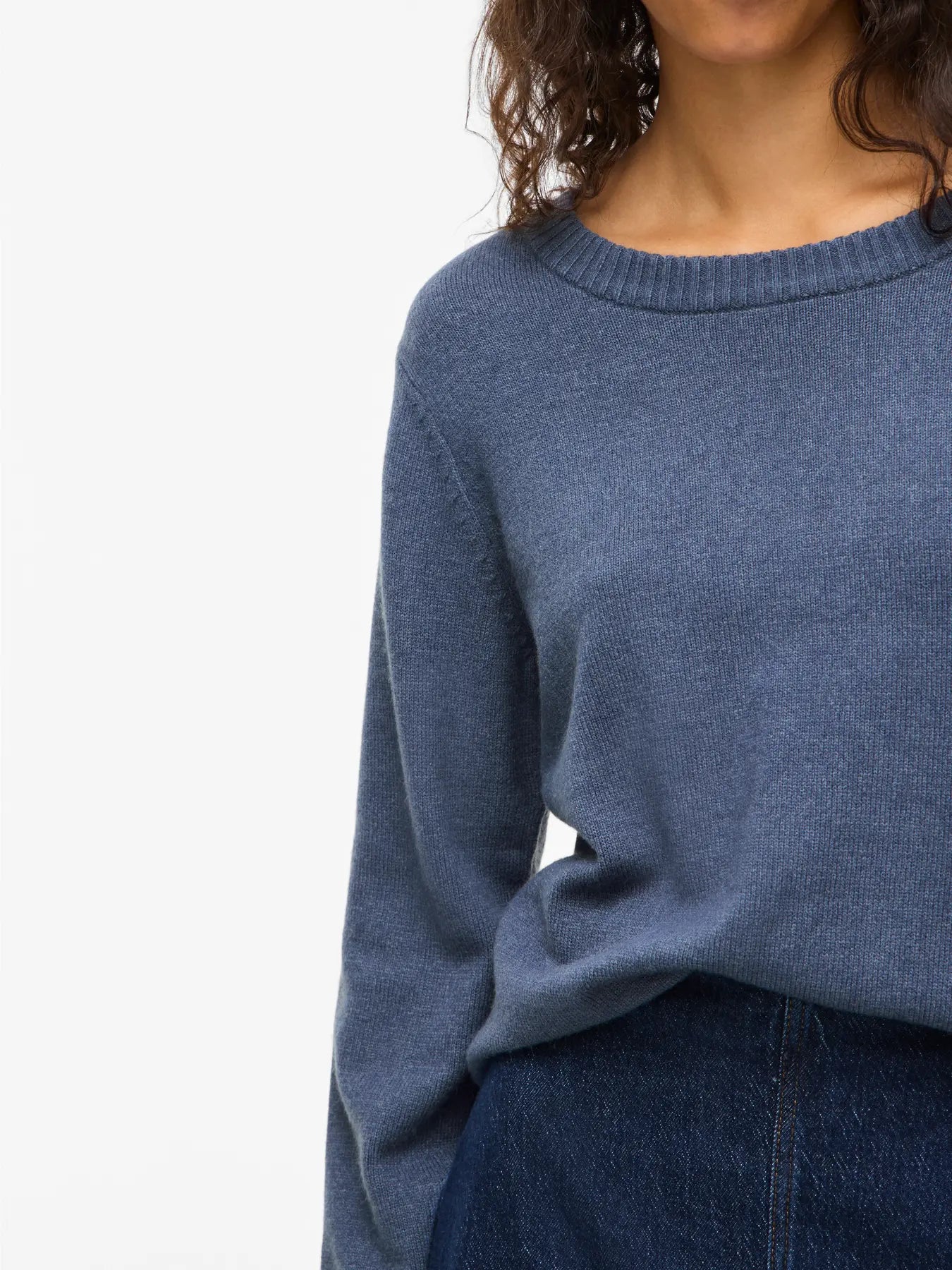 VILA VIRIL O-Neck L/S Knit Top 14054177 i Vintage Indigo – front