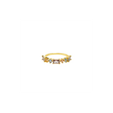 Zefina Diana Baguette ring – forgyldt 14K med brune, lyseblå og champagne CZ-sten