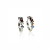 Zefina Diana Baguette Small rhodinerede øreringe med brun, lyseblå og champagne CZ, 1,4 cm