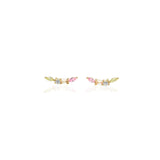 Zefina Dream 14k forgyldte ørestikker med 4 farvede CZ-sten, 1,5 × 0,3 cm
