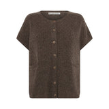 Mansted KOMMA strikvest i Brown – front, 100% lammeuld