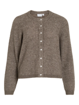 VILA VILORY cardigan i Falcon Melange – rund hals og knaplukning, regular fit.