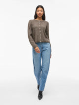 On-model: VILA VILORY cardigan stylet med jeans – Falcon Melange